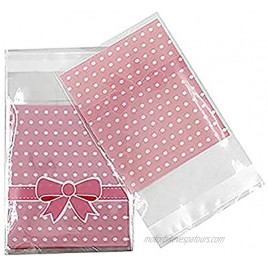 300 Pcs 3.2 x 3.8 inches Cute Self-adhesive Gift Food Packing Bags Small Biscuit Bags Candy Bag OPP Bag Package Supplies Pink