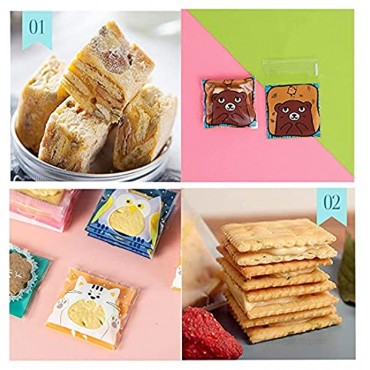 500PCS Cookie Candy Bags Cartoon Animal Self Adhesive Decorating Bag Bakery Cookie Bag Treat Bags DIY Plastic Bag for Party Birthday Halloween Christmas Candy Snack Food Chocolate Snowflake Crisp Bags