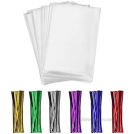 600 Clear Cello Cellophane Treat Bags and Ties 4x6-1.4 mils OPP Plastic Poly Bags for Gift in Bulk for Lollipop Cake Pop Candy Buffet Chocolate Cookie Wedding Supply 4'' x 6''