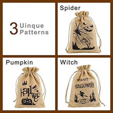 9 Pieces Halloween Storage Bags Reusable Bags Candy Bags Pouches for Trick & Treat Household Kitchen Storage Bag Snack Wedding Party Favor Gift Pouches