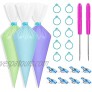 Deamos 122 Pieces Cookie Decorating Tools kit Include 100 Pieces Piping Pastry Bag 10 Pieces Pastry Bag Ties 10 Pieces Pastry Bag Clips and 2 Pieces Plastic Awls for Cookie Cake Decorating