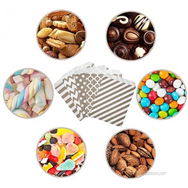 Foraineam 250-Pack Paper Candy Cookie Bags Buffet Treat Bag Food Safe Biodegradable Favor Bags Assorted 5 Designs