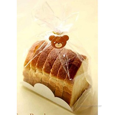 Mistari Clear Plastic Bags for Toast Bread Cookie Candy Cake Bakery Gift Packaging 8“ Cake Tray and Gold Ribbon 20 Pack