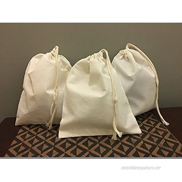 Reusable Eco Friendly 12x20 Cotton Thick Single Drawstring Muslin BagsPremium Quality Natural Color-12 Count Pack