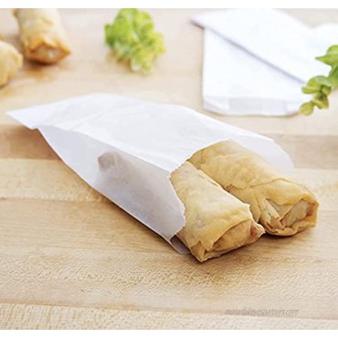 Small Glassine Treat Bags 200 ct for Egg Rolls Spring Rolls Fortune Cookies Cookies Brownie Bites and more. Grease resistant and perfect for all small take-out or to-go snacks and treats.
