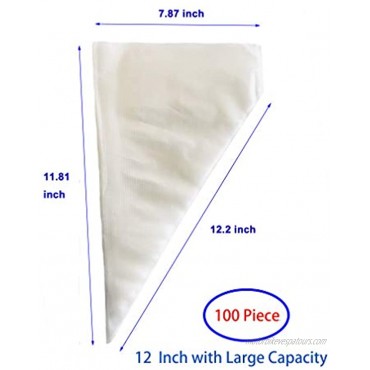 Tipless Piping Bags Disposable,100Pcs 12Inch Small Frosting Pastry Bags for Royal Icing and Cake Decorating,Thick,Non-slip for all Size Tips and Couplers,Cakance
