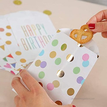 UNIQOOO 72Pcs Assorted Rose Gold Party Treat Bags Bulk 100% Food Safe Paper Pastel Gold Cookie Pastry Gift Bag Party Favor Supply For Birthday Wedding Baby Shower Candy Buffet Decor 7½ x4 ¾ Inch