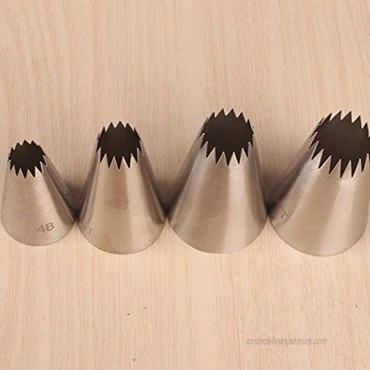 4pcs 304 Stainless Steel Cream Puffs Decorating Squeeze Flower Mouth Kitchen Pastry Cake Decorating Supplies Cookies Cupcake Biscuits Decorating Accessories Tools