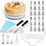 Cake Decorating Supplies Kit for Beginners Baking Pastry Tools Cake Turntable and Leveler with 24 Non Slip Pad Icing Tips and 2 Silicone Piping Bags 3 Scraper Set Straight & Offset Spatula 39 Pack