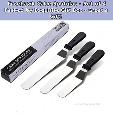 Freehaw Angled Icing Spatulas Decorating Spatulas Set Baking ToolsStainless Steel Multifunctional Cream Decorating Scraper Stainless Steel Cake DIY Squeegee Set 3PCS