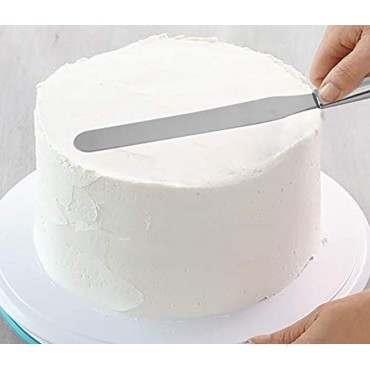 HOME-X Stainless-Steel Icing Spatula for Cake Decorating Flat Decorating Tool for Spreading Frosting on Cakes 8” Long Blade Surface 13 ¼” L x 1 ¼” W x 1 H Stainless-Steel
