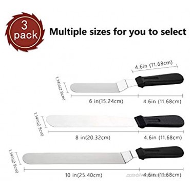 Icing Spatula Metal Stainless Steel for Kitchen Cake Baking Decorating,Sorxine Angled Icing Spatula Set of 3 with 6 8 10 Blade Black2