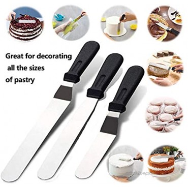 Icing Spatula Metal Stainless Steel for Kitchen Cake Baking Decorating,Sorxine Angled Icing Spatula Set of 3 with 6 8 10 Blade Black2