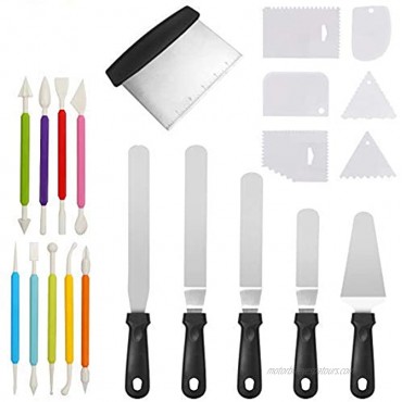 OffKits Straight & Angled Icing Spatula Cake Decorating Kit Supplies Baking Tools Stainless Steel Spatula Multifunctional Cream Decorating Scraper Stainless Steel Cake DIY