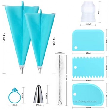 34Pcs Piping Bags and Tips Set Bake Cake Decorating Kit with 24 Stainless Steel Tips 2 Reusable Silicone Pastry Bags 3 Icing Smoother 2 Couplers 2 Frosting Bags Ties and 1Pipe Brush