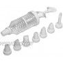 7 Frosting Decorating Syringe Set of 8 Nozzles Tips Plactic White by Topenca Supplies