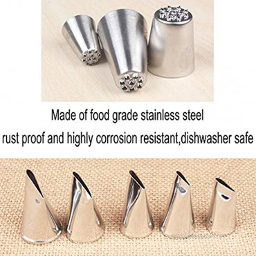 7 Pieces Large Piping Tips Set 3Pieces Russian Grass Cream Tips DIY Decor Baking Tool and 7 Pieces leaf Stainless Steel Piping Nozzles Kit17 Pieces