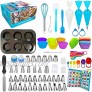 Cupcake Decorating Kit with Piping Bags And Tips Set 290 pcs Cupcake Baking Pan Cake Decorating Kit 37 Icing Tips with 102 Pastry Bags Baking Tools Cupcake Cups and Other Cake Cupcake Baking Supplies