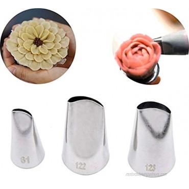 EBLLPA Cake Decorating Tips Set Russian Piping Tips Rose Flower Piping Tips Set Roses Pastry Tip Stainless Steel Icing Piping Nozzles Set for Pastry Cupcakes Cakes Cookies Decorating # 61# 122# 123