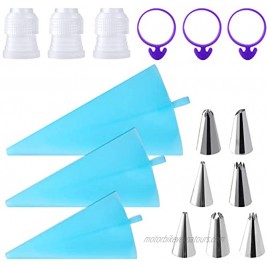Hicdaw 16PCS Piping Set Icing Tips Cake Decorating Tools Cake Decorating Supplies with Icing Pastry Bag Icing Bag Tips Piping Bag Coupler Frosting Bags Tie