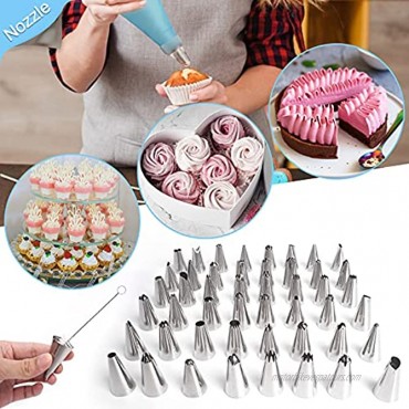 NANAKKI Icing Bags & Tips Set 82pcs Simple Cake Decorating Kit for Beginners Silicon Cookie Cupcake Decoration Tools Pastry Bags Reusable Russian Tips Set Flower Nail Cake Smoother Scrapers