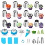 Ouddy Russian Piping Tips Set Baking Supplies 38Pcs Cake Decorating Tips Kit with 12 Icing Flower Piping Tips 2 Leaf Piping Tips 1 Grass Tip 3 Couplers 3 Icing Smoothers 11 Pastry Bags