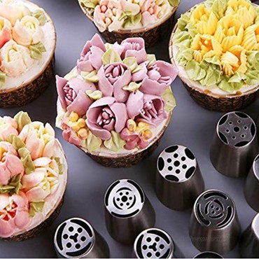 Russian Piping Tips for Cakes Cupcakes Decorating Kit with Storage Case 28 Flower Frosting Tips with Number
