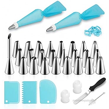 Thunia 57 Pack Cake Decorating Kits 25pcs Cake Piping Nozzles with Storage Case used to make DIY Cupcake Muffins Fairy Cakes Biscuits,Gifts for Beginners and Cake Lovers