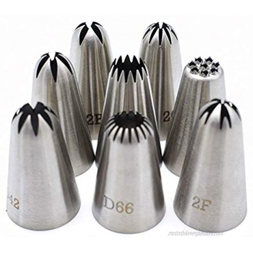 Tumtanm 8 Pack Large Piping Tips Seamless Stainless Steel Icing Piping Nozzle Tip Set Cake Decorating Tools for Baker