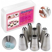 Tumtanm 8 Pack Large Piping Tips Seamless Stainless Steel Icing Piping Nozzle Tip Set Cake Decorating Tools for Baker