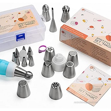 Wenburg Russian Piping Tips Set 100pcs Professional Cupcake Decorating Kit 52 Tips: Large Flower Icing Tips Ball Filling Nozzle; Pastry Bags Accessories Cake Decorating Nozzles eBook Magic