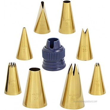 Wilton Navy Blue and Gold Piping Tips and Cake Decorating Supplies Set 17-Piece