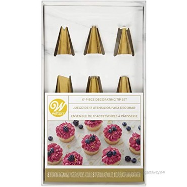 Wilton Navy Blue and Gold Piping Tips and Cake Decorating Supplies Set 17-Piece