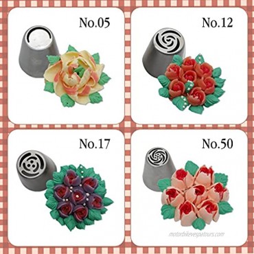 116 Russian Piping Tips Set Cake Decorations Kit Include 56 Icing Nozzles Piping,4 Sphere Ball Tips,2 leaf tips,50 Disposable Pastry Bags & Silicon Pastry Bag,Single & Tri Color Coupler,Cleaning Brush