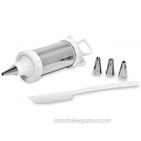 8 Frosting Decorating Syringe Set of Spatula with 4 Nozzles Tips Aluminum White by Topenca Supplies
