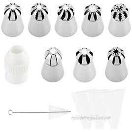 Cake Decorating Tools Set 22 Pieces Piping Tips and Bags Cookie Baking Supplies Kit with 8 Icing Piping Tips 12 Disposable Pastry Bags 1 Piping Nozzles Coupler Cleaning Brush X 1