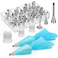 Kootek 54 in 1 Cake Decorating Supplies 35 Piping Tips 13 Large Icing Sets Reusable Silicone Pastry Bags 3 Couplers and 1 Flower Nail Decoration Kits Baking Accessories Tools for Cake Cupcake