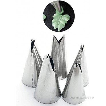Markeny 5 Pcs Rose Piping Tips 3Pcs Grass Cream Tips DIY Decor Baking Tool and 5 Pcs Leaf Stainless Steel Piping Nozzles Kit13 Pcs