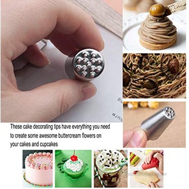 Markeny 5 Pcs Rose Piping Tips 3Pcs Grass Cream Tips DIY Decor Baking Tool and 5 Pcs Leaf Stainless Steel Piping Nozzles Kit13 Pcs