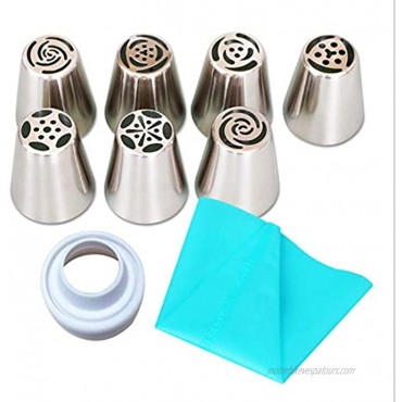 Piping Tips Set Docoo 22pcs Russian Piping Tips Cake Decorating Baking Supplies Set for Cupcake Cookies Birthday Party 18 Icing Piping Tips 3 Couplers 1 Pastry Baking Bags