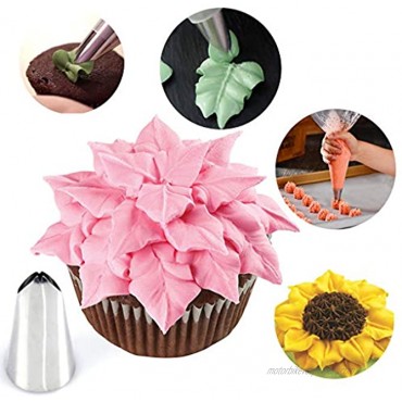 Russian Piping Tips 27pcs Baking Supplies Set Cake Decorating Tips for Cupcake Cookies Birthday Party 12 Icing Tips 2 Leaf Piping Tips 2 Couplers 10 Pastry Baking Bags