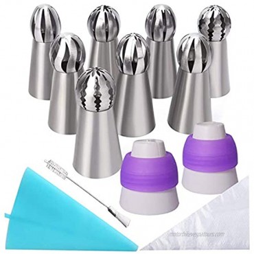 Yothfly 22pcs set Russian Piping Tips Set Cake Cupcake Decorating Kit Torch Russian Pastry Cookie Nozzles Frosting Bags Baking Russian Nozzles Kit