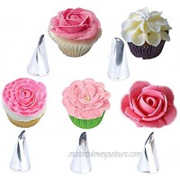 Yothfly Flower Petal Russian Piping Tips Set Sultan Baking Nozzle Russian Pastry Nozzles Cake Decorating Baking Tools Kit 5pcs