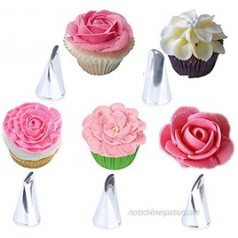 Yothfly Flower Petal Russian Piping Tips Set Sultan Baking Nozzle Russian Pastry Nozzles Cake Decorating Baking Tools Kit 5pcs