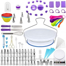 143 pcs Cake Decorating Set Hightingale Professional Cake Decorating Kit Baking Supplies with Weight Scale Turntable Stand Icing Spatula Russian Nozzles and Fondant Tools