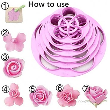 2 Pack Plastic Rose Flower Cutters Modelling Tools Gumpaste Rose Petal Cutters for Cake Cupcake Toppers Fondant Cake Decoration Make 2 Styles of Rose