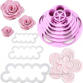 2 Pack Plastic Rose Flower Cutters Modelling Tools Gumpaste Rose Petal Cutters for Cake Cupcake Toppers Fondant Cake Decoration Make 2 Styles of Rose