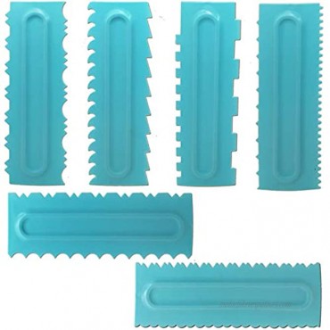 Amestar Cake Scraper Set of 6 Pack Decorating Comb Icing Smoother Plastic Sawtooth Polisher Decorating Mousse Butter Cream Cake Edge Tools-12 Design Textures