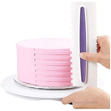 Antallcky Decorating Comb and Icing Smoother Set of 3 Pack Decorating Mousse Butter Cream Cake Edge Tools Plastic Sawtooth Cake Scraper Polisher 6 Design Textures-White Purple