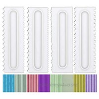 Antallcky Decorating Comb and Icing Smoother Set of 4 Pack Decorating Mousse Butter Cream Cake Edge Tools Plastic Sawtooth Cake Scraper Polisher 8 Design Textures-White